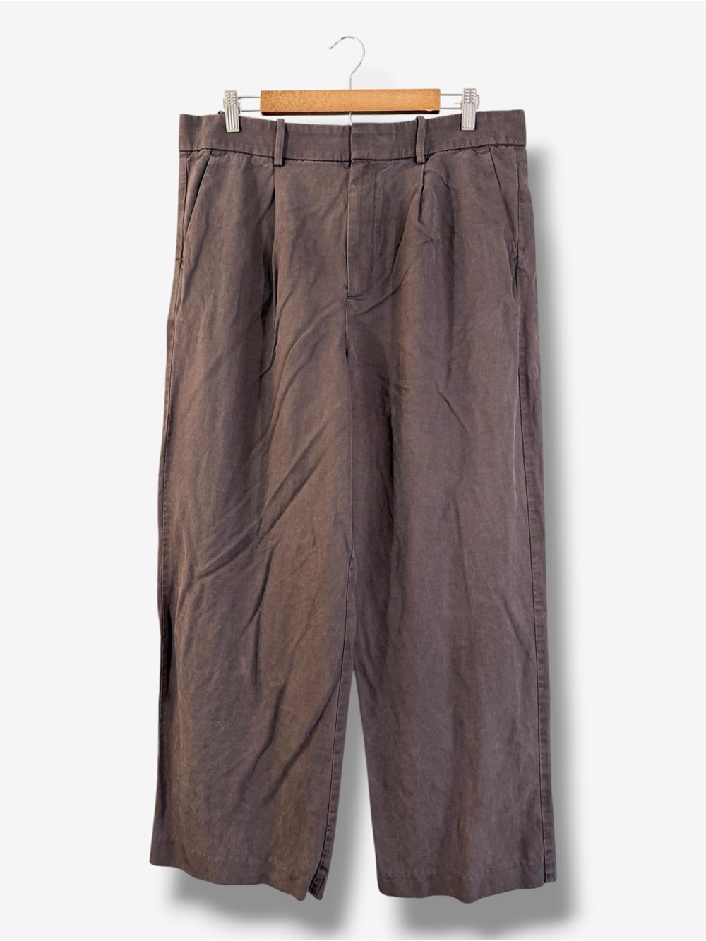 Madewell Slouchy Straight Pants Size 12 Washed Brown Pleated Preppy Minimalist